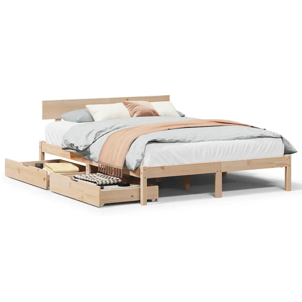 Letto senza Materasso 140x200 cm in Legno Massello di Pino 3301514