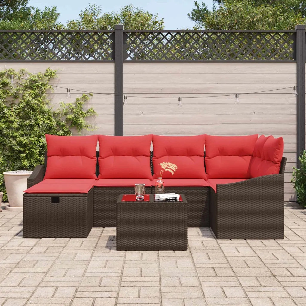 Set di divani con cuscino con archiviazione Marrone polyrattan 3359293