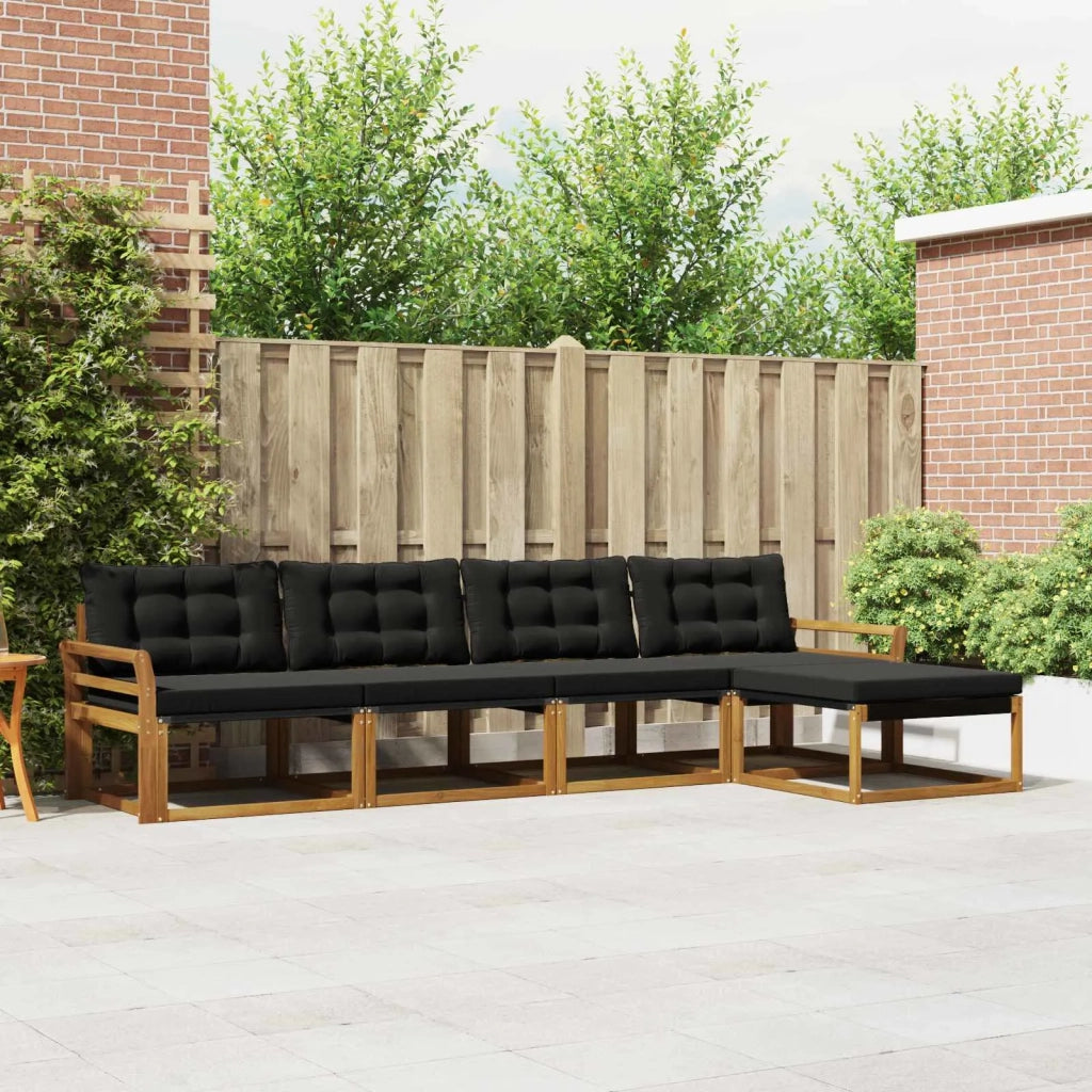 Set di divani da esterno con cuscino 5 pcs Naturale e Nero 3369363