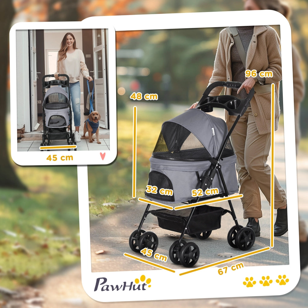 Carrello per Cani ¨C zephmum ¨C Grigio, Metallico, 67x45x96 cm