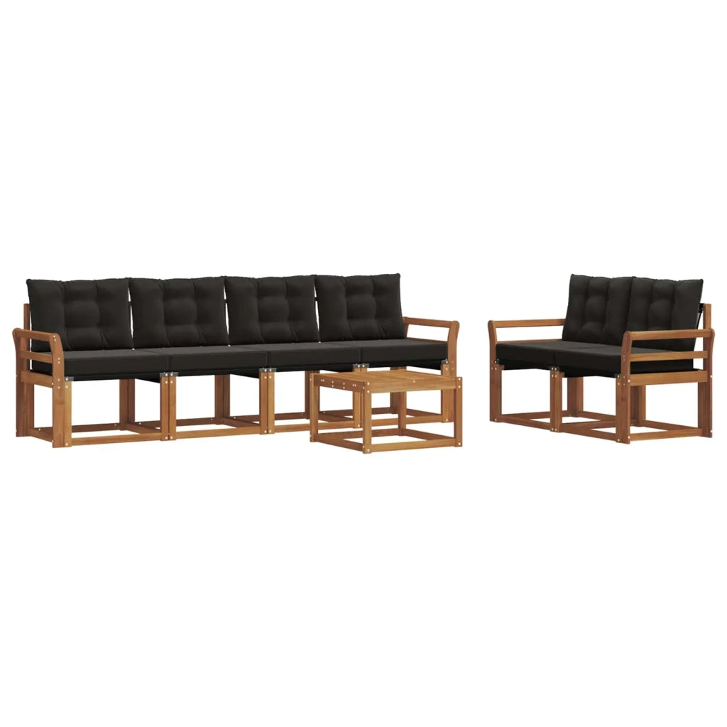 Set di divani da esterno con cuscino 7 pcs Naturale e Nero 3368427