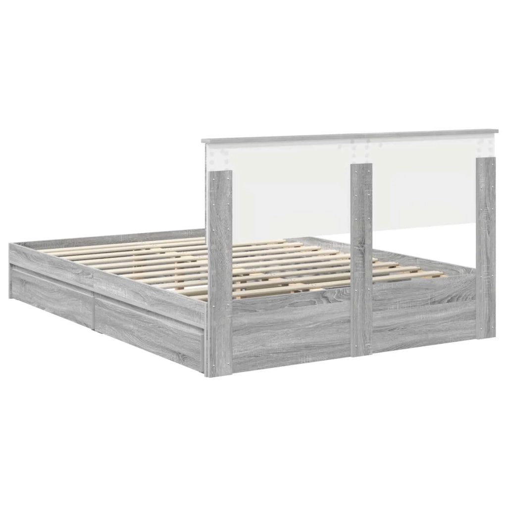Letto con Contenitore con testiera Grigio Sonoma 140 x 200 cm 3410796