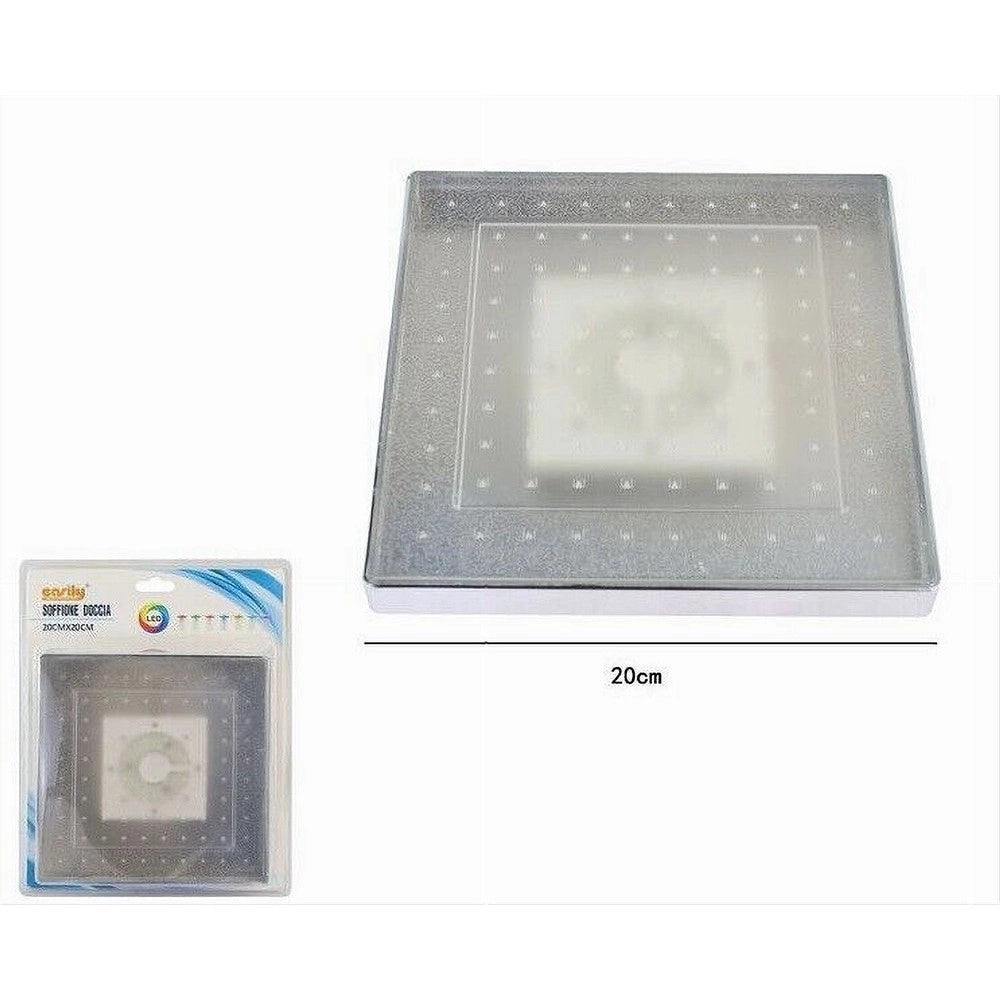 Trade Shop - Soffione Doccia Quadrato 20cm A Led Rgb Bagno Miscelatore 79905 Per Cromoterapia -