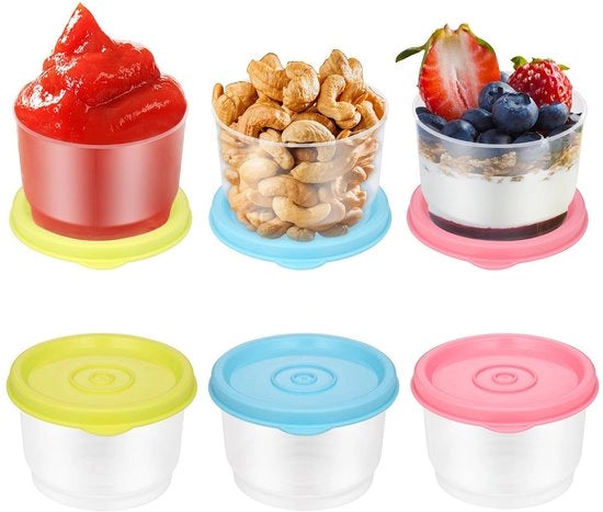 Set di contenitori alimentari 6 pezzi - Mini set di scatole in plastica - 160 ml - Ercolino - BPA libero - Materiale alimentare sicuro - Set di scatole di archiviazione