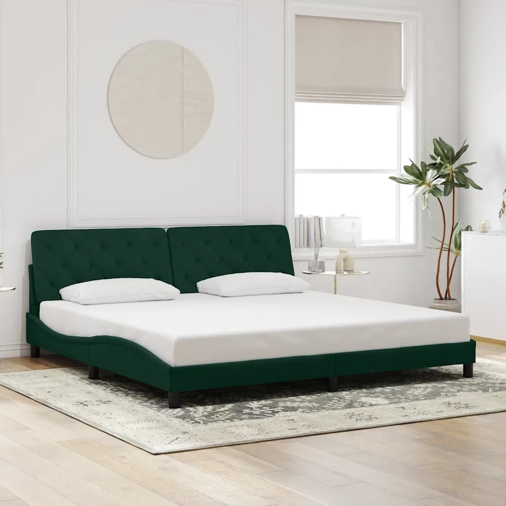 Giroletto con LED senza Materasso Verde Scuro 200x200 cm in Velluto 3213876