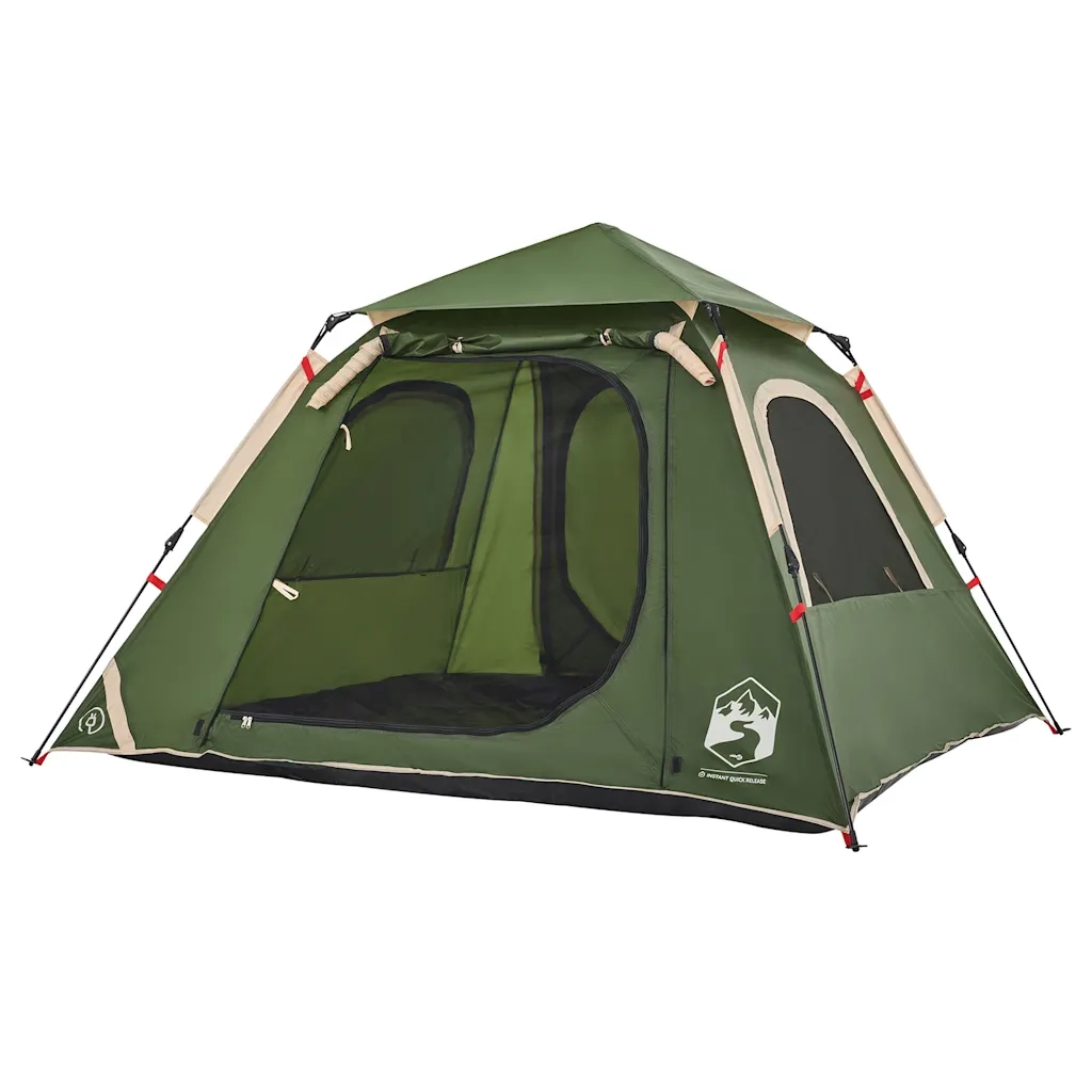 Tenda a Cupola da Campeggio 4 Persone Verde a Rilascio Rapido 4004143