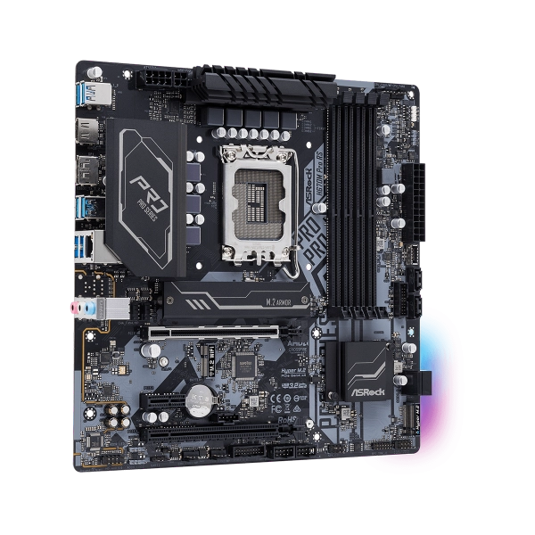 Scheda madre AsRock H670M Pro RS - Supporto processori Intel Socket 1700 12th Gen Intel Core - Ram 4x DDR4 - Hdmi, DisplayPort - RAID 0,1,5,10 - 8x Usb3.2 / 2x Usb2.0 - GLan - Audio HD - Micro-ATX