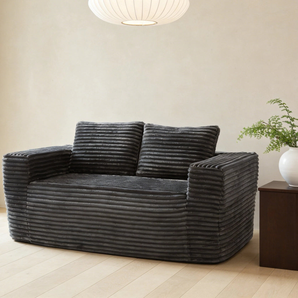Divano 2 Posti Senza Montaggio in Tessuto Velluto a Coste ¨C MINIMAL ¨C Grigio