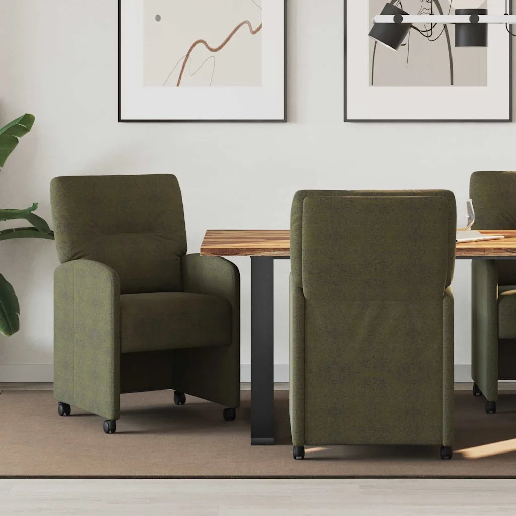 Sedie da Pranzo con Ruote 2 pcs Verde militare 57 x 67 x 95 cm 42017846
