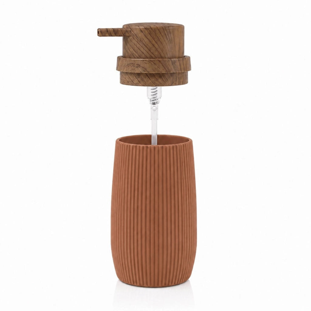 Set accessori bagno con dispenser e due portaspazzolini terracotta Blob