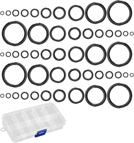 50 Pezzi di Anelli di Guida Ceramici per Vismolo - 10 Misure 3,8mm-29,8mm - Nero - Accessori per Vismoli con 1 Scatola Transparente per Pescatori.