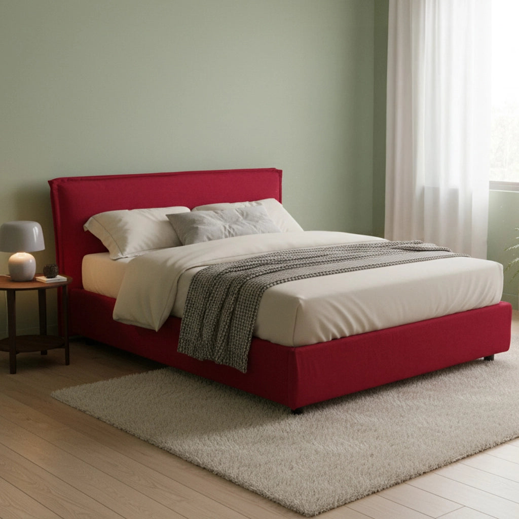 Letto Matrimoniale Brolo, Letto Matrimoniale Sfoderabile Made in Italy, Rosso