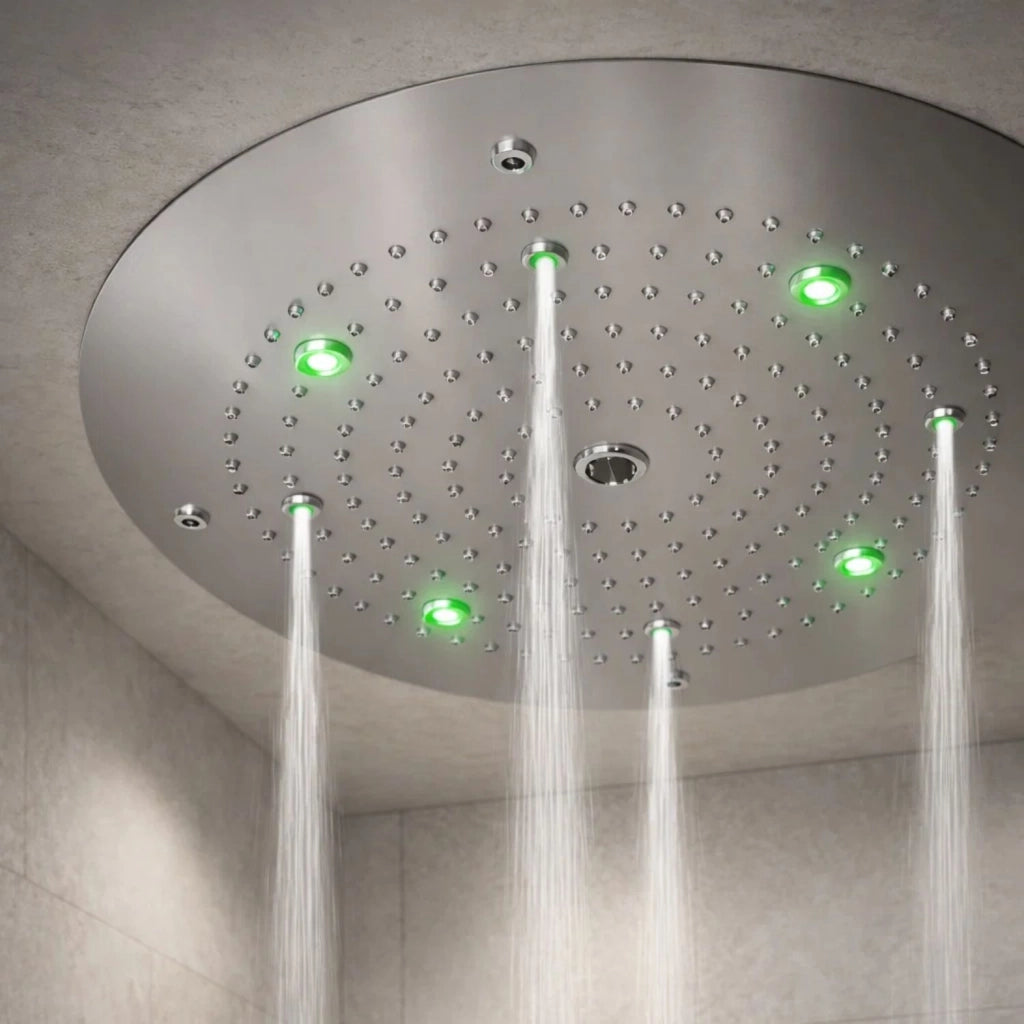 Soffione doccia led a soffitto installazione da incasso acciaio inox tondo