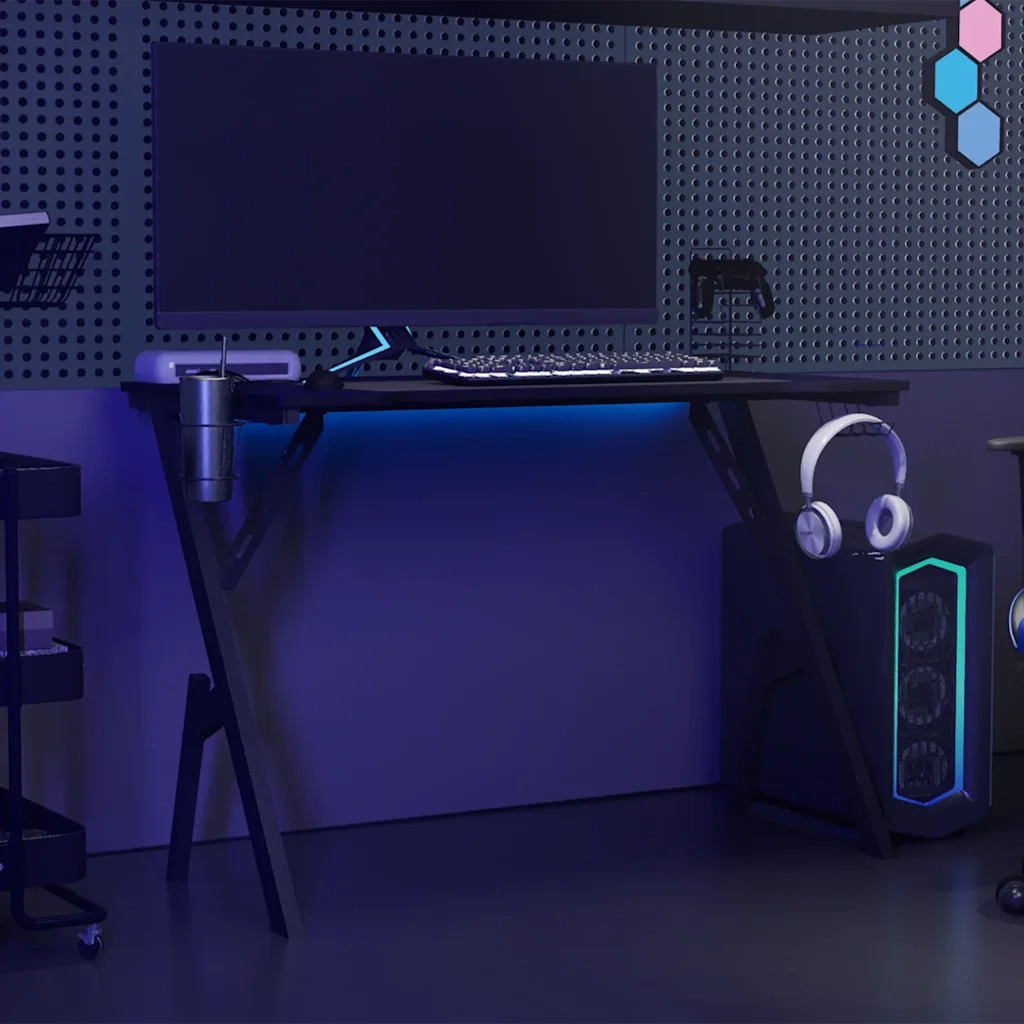 vidaXL Scrivania da Gaming con Gambe a Y Nera 110x60x75 cm