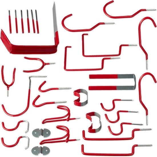 Set di Sosteggi Universali per Pareti con Rivestimento in PVC per Garage Acciaio Rosso