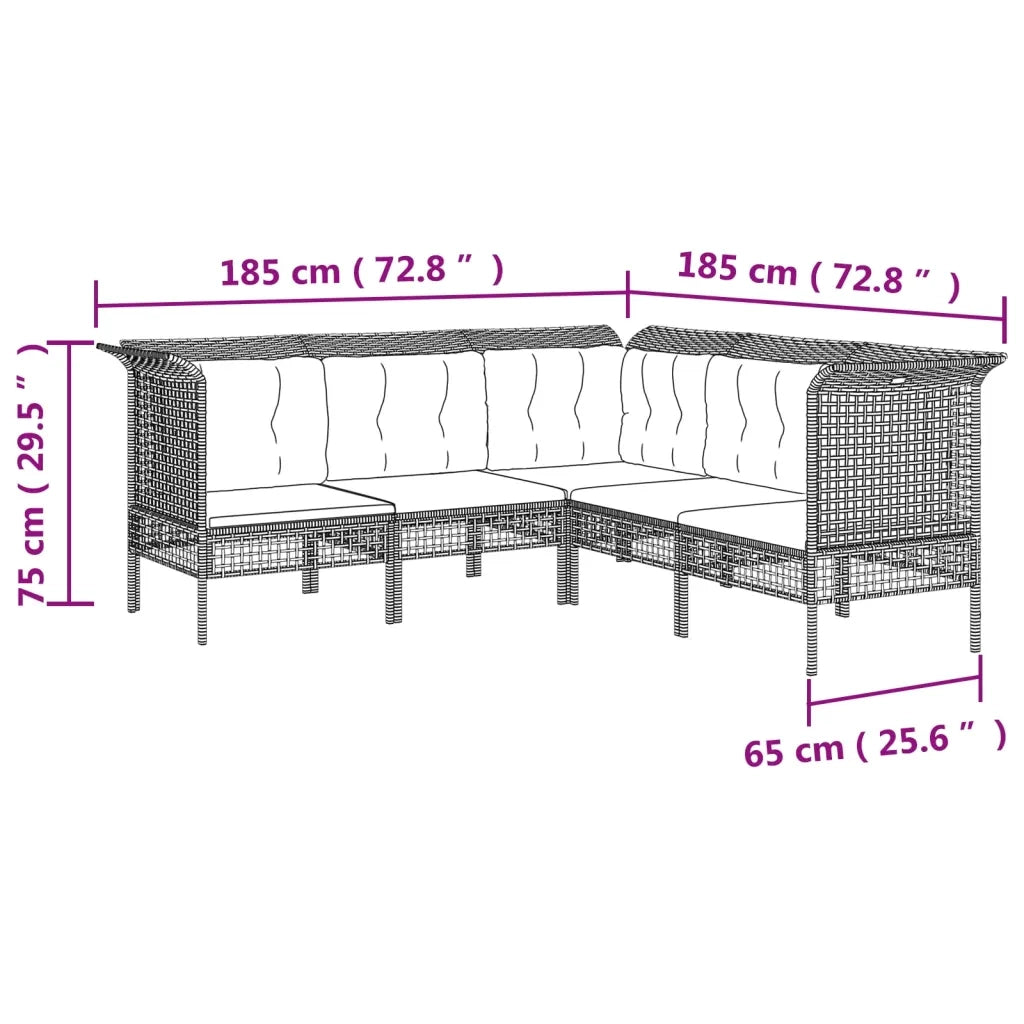 Set Divani da Giardino 8 pz con Cuscini in Polyrattan Grigio