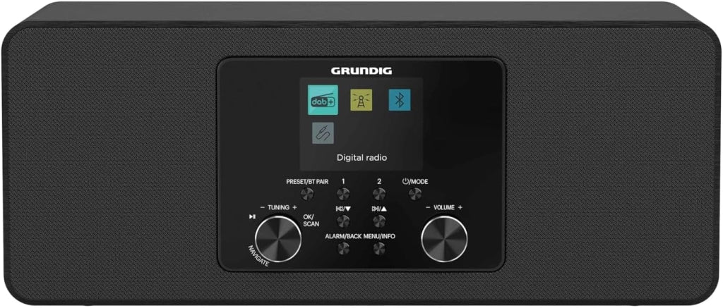 DTR 4600 2.0 DAB+ Radio digitale FM 2.0 Sistema di altoparlanti stereo da 10 W RMS, Funzione Allarme, Automatico addormentato, Display a colori, Nero