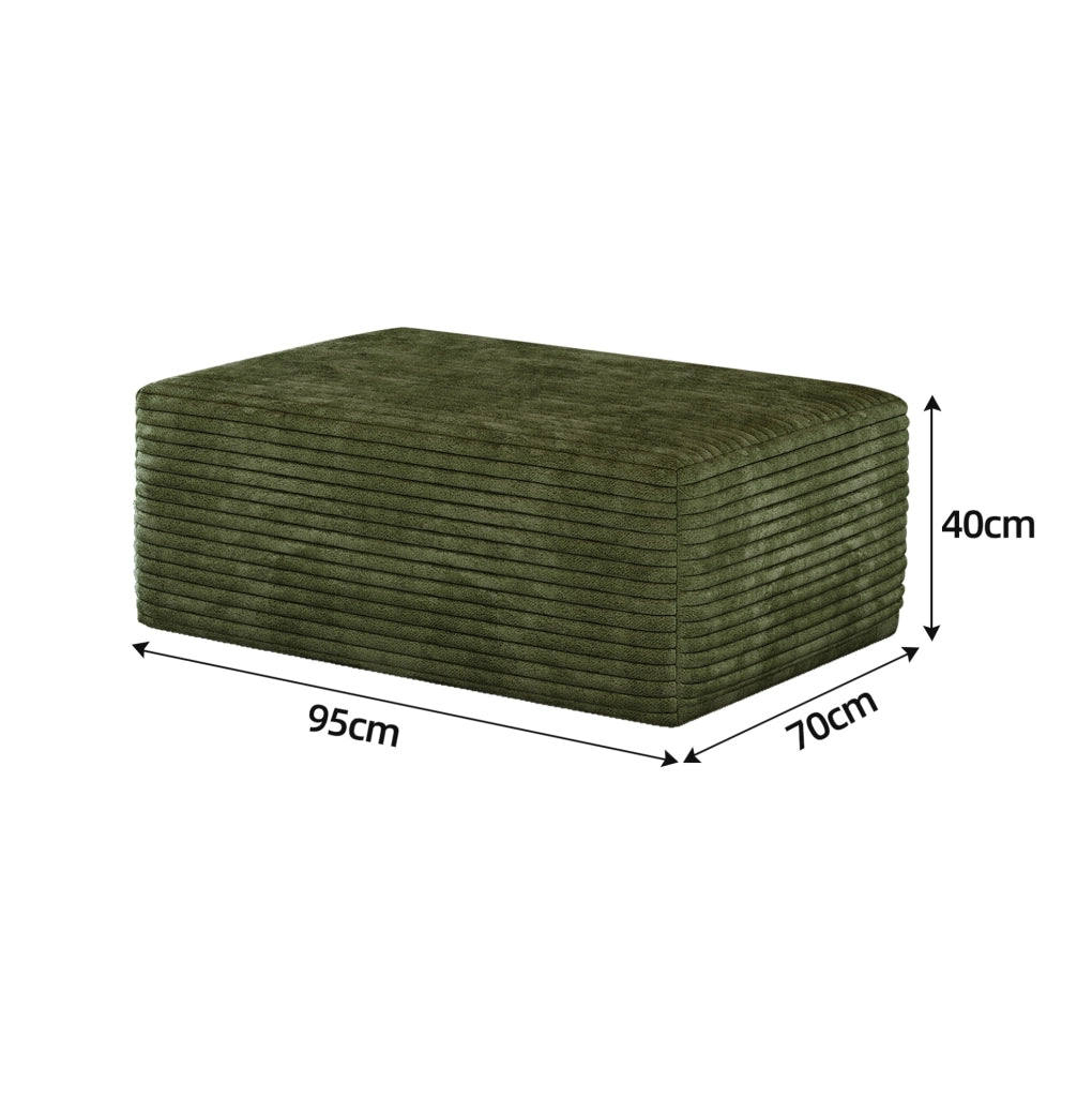 Pouf ottomano in tessuto effetto corduroy verde