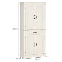 Credenza Alta 80x35x180 cm 2 Armadietti 1 Cassetto Bianco