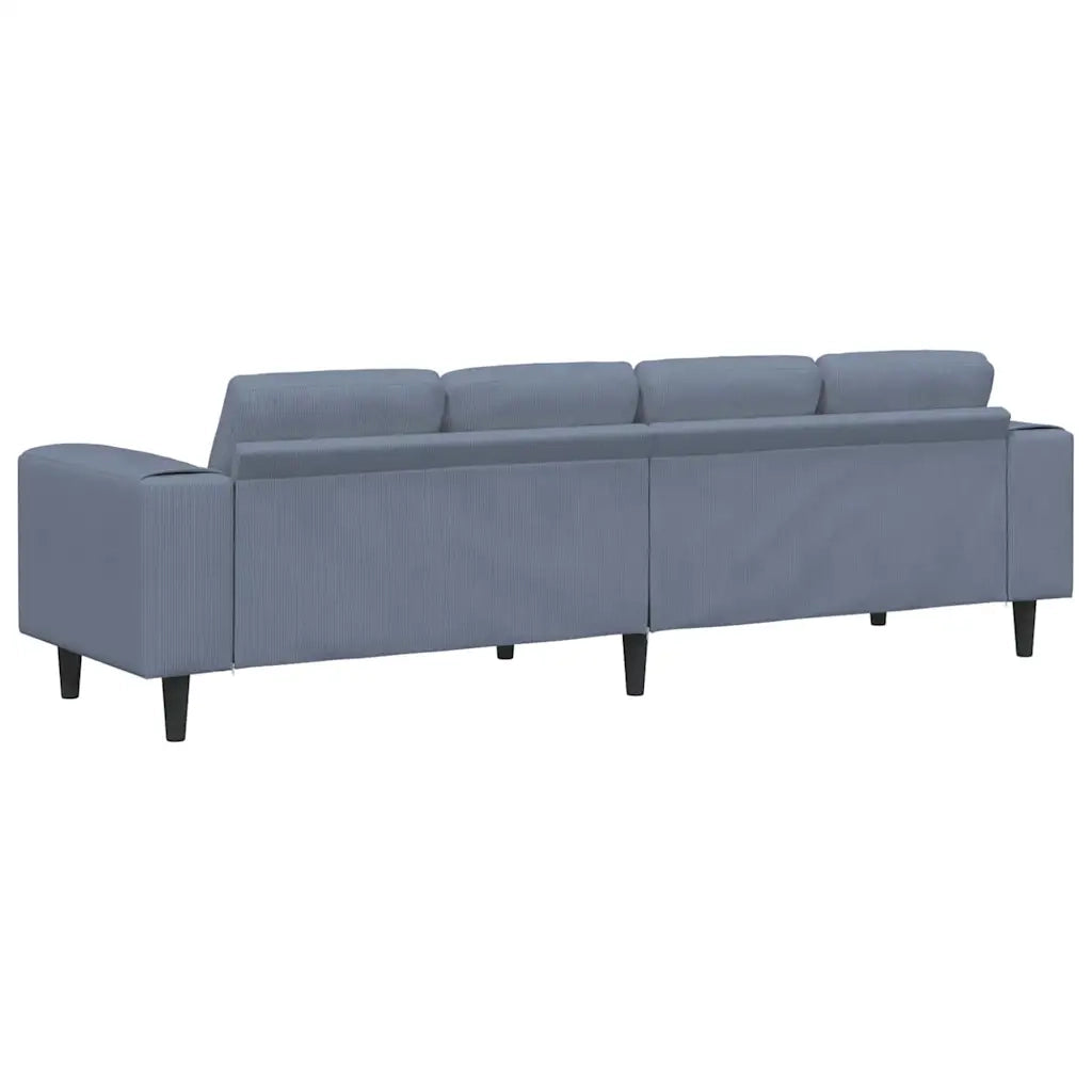 Divano in tessuto con cuscino Blu 208 cm Tessuto in velluto a coste