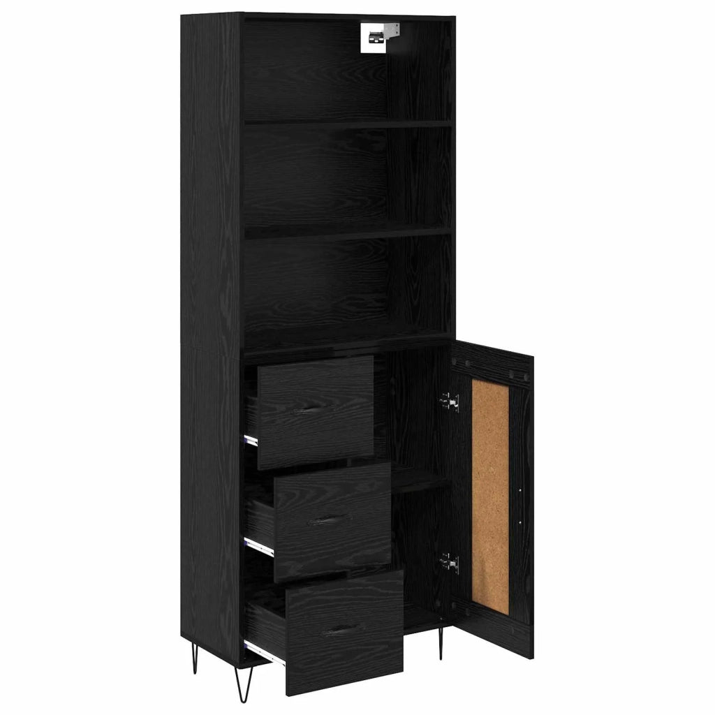 Credenza con cassetto 2 pcs Rovere Nero Legno multistrato 3416107
