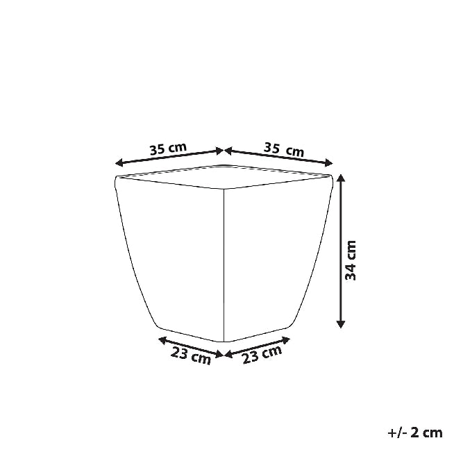 Vaso per piante in fibra d'argento argilla 34 x 35 x 35 cm per esterni interni per tutte le stagioni