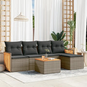 Set Divano da Giardino 6 pz con Cuscini-Sofa da Giardino-Divanetto da esterno Grigio in Polyrattan 195253