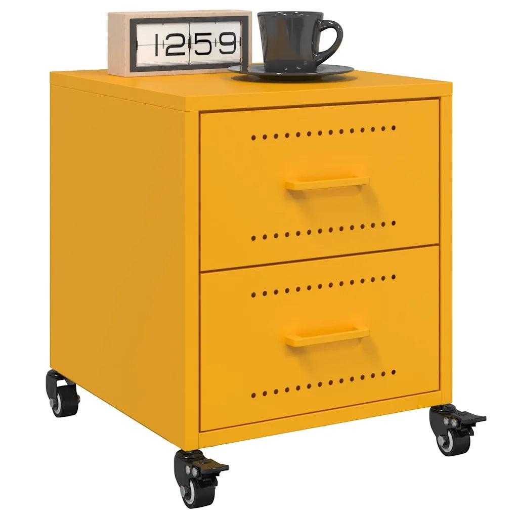 Comodini 2 pz-Set di 2 Tavolino da notte Giallo Senape 36x39x43,5 cm in Acciaio 525106