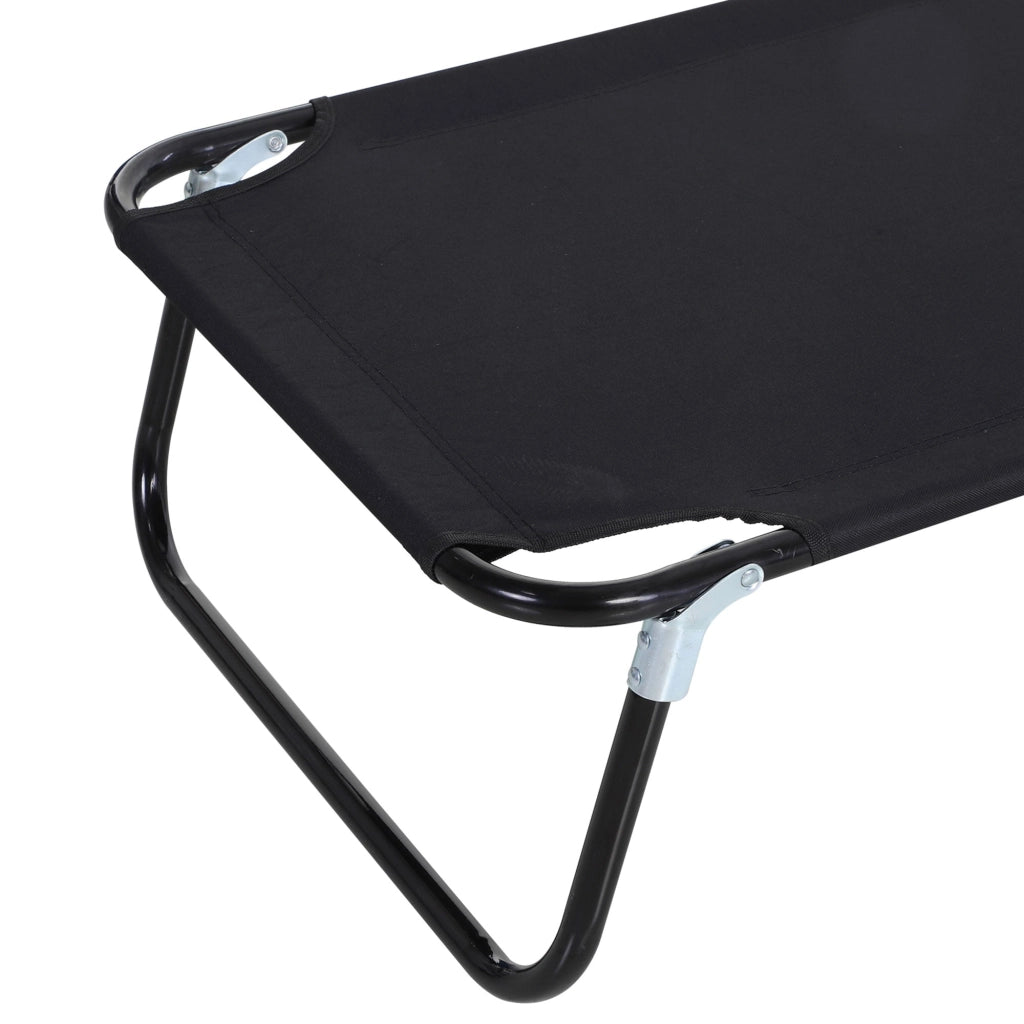 Lettino Prendisole da Giardino Pieghevole 188x56x28cm in Acciaio e tessuto Oxford Nero