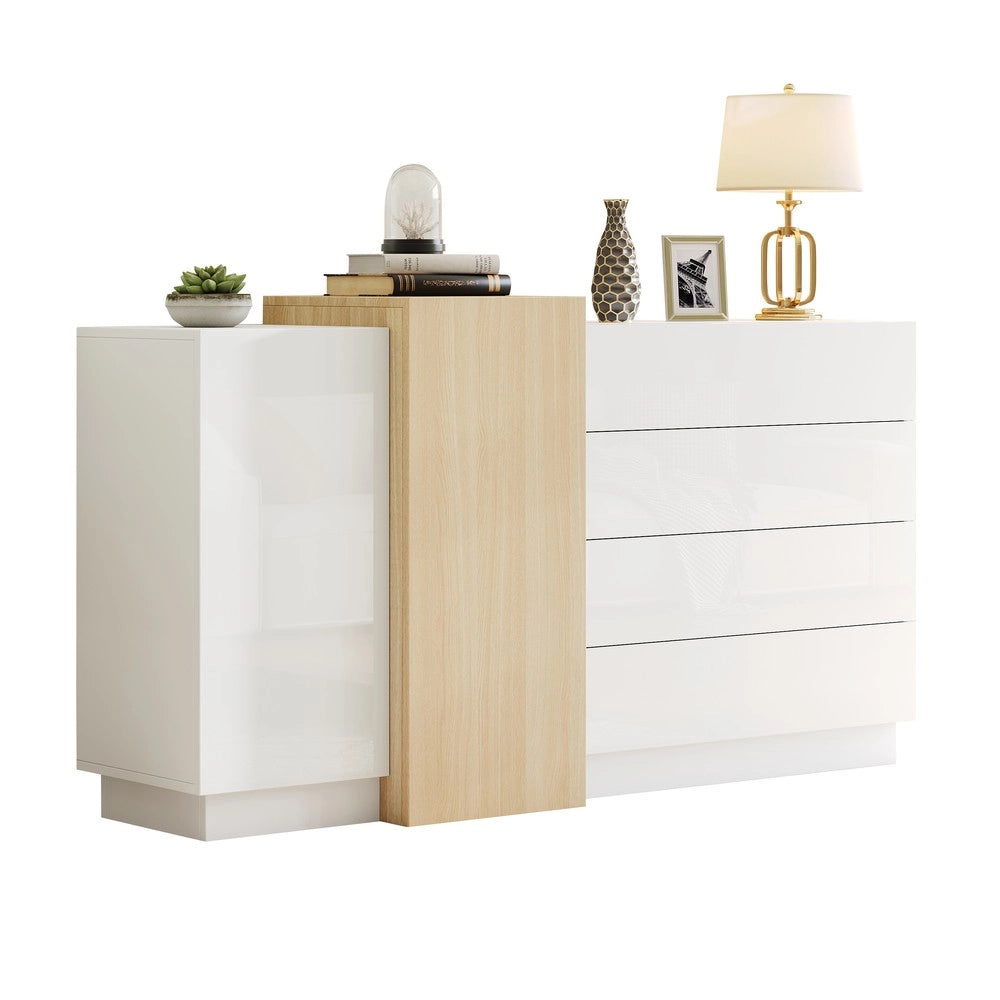 Credenza Moderna Lucida ¨C MINIMAL ¨C Bianco, Legno