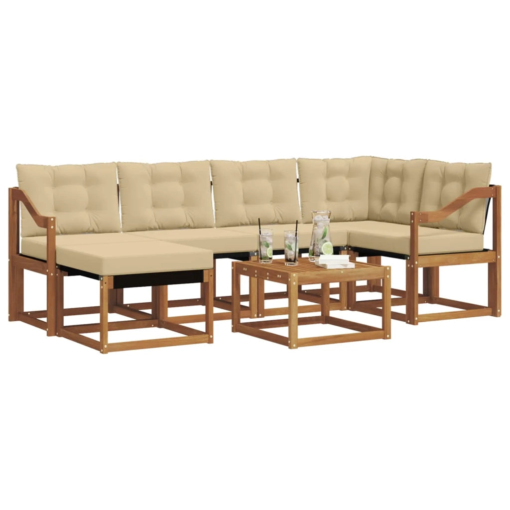 Set di divani da esterno con cuscino 7 pcs Naturale e Beige