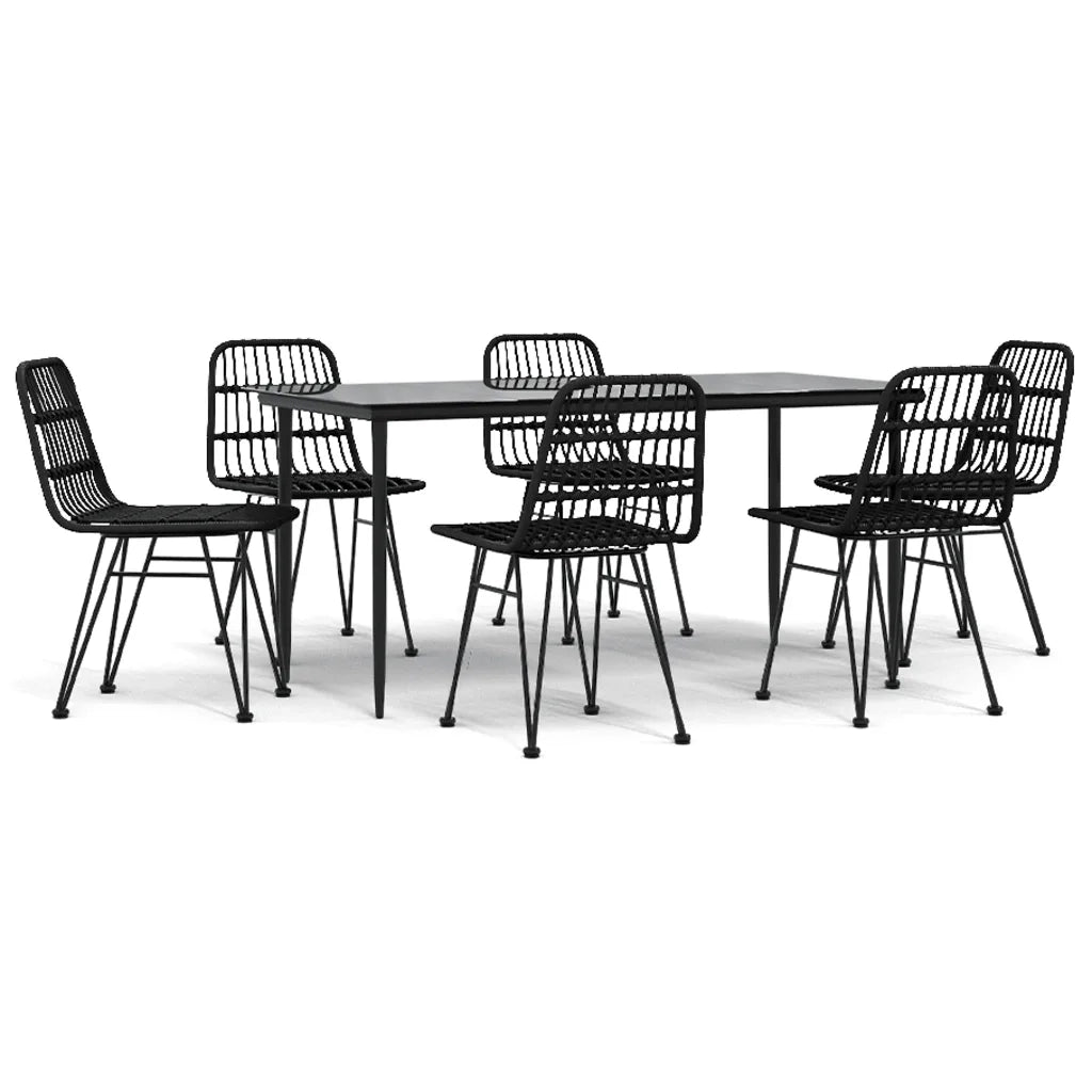 Set da Pranzo da Giardino 7 pz Nero in Polyrattan cod mxl 35587