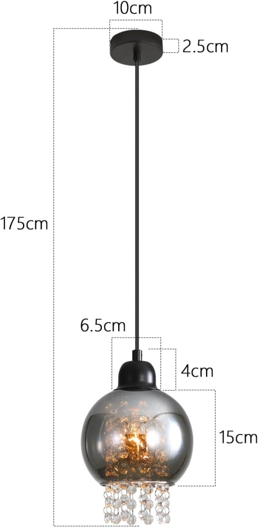 Lampada a sospensione ZMH E27 da sala da pranzo 1 fiamma lampada a sospensione in vetro moderno per soggiorno cucina