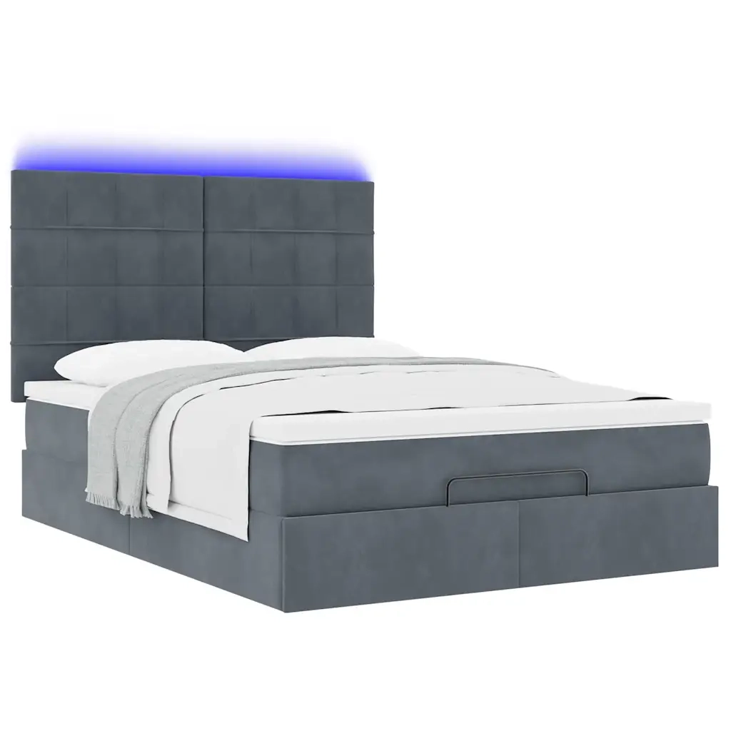 Struttura Letto Pouf con Materassi 140x190 cm Velluto 3314319