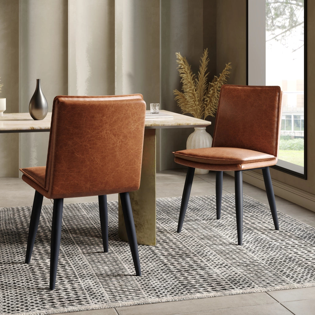 SEDIA da pranzo Set da 4 pezzi in PU marrone con gambe in metallo