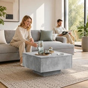 Coffee Table Concrete Grey 60x60x31.5 Cm Wood Material