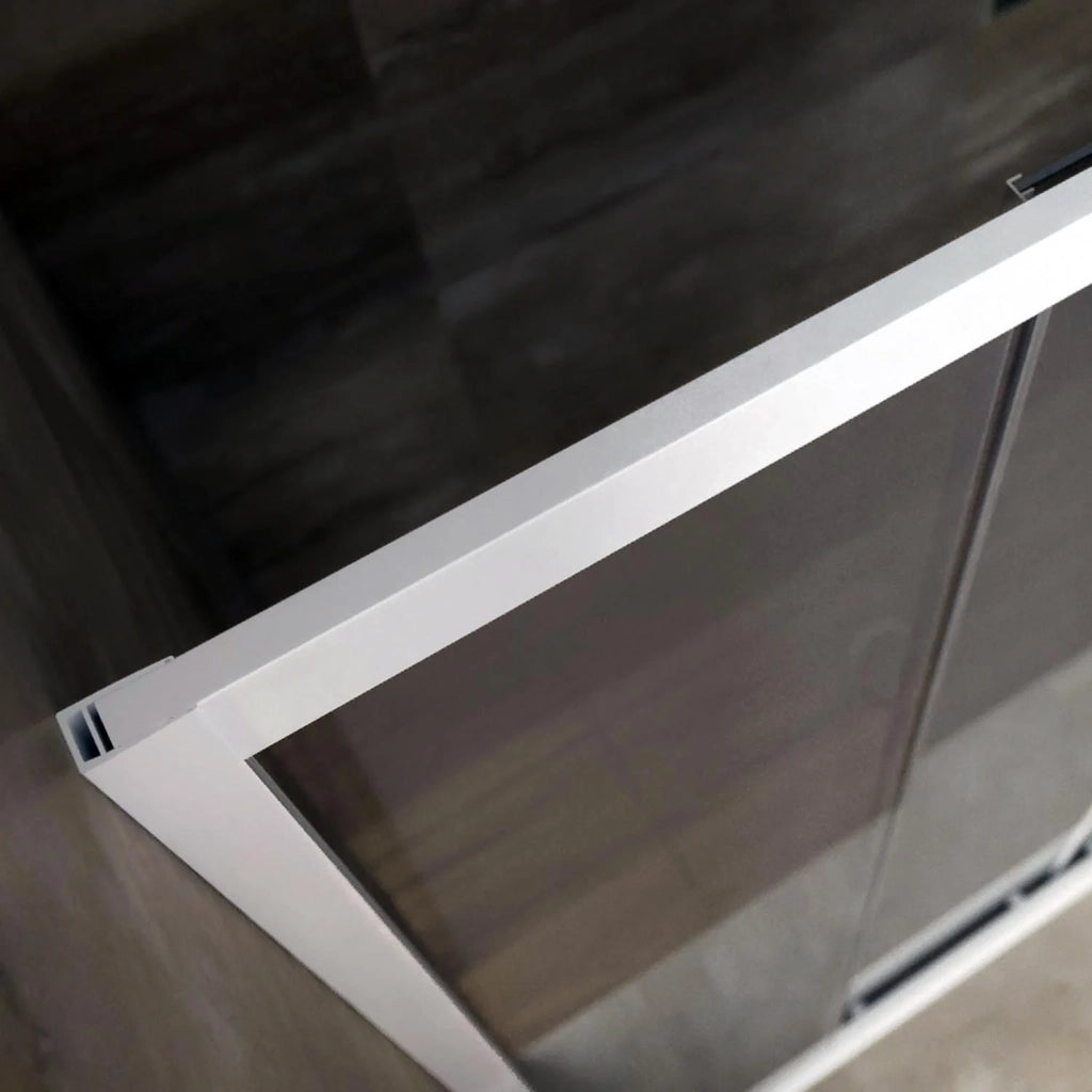 Porta Doccia Nicchia in PVC 150 CM H 200 Vetro Trasparente Profilo Bianco mod. Glax 1 Anta