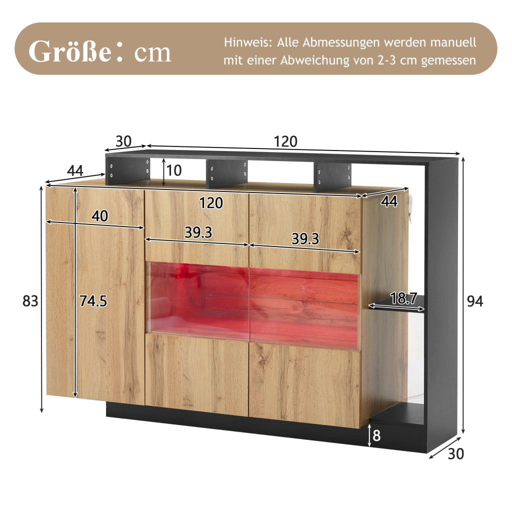 MADIA LED 140x44x93,5 cm MDF color legno con controllo Bluetooth