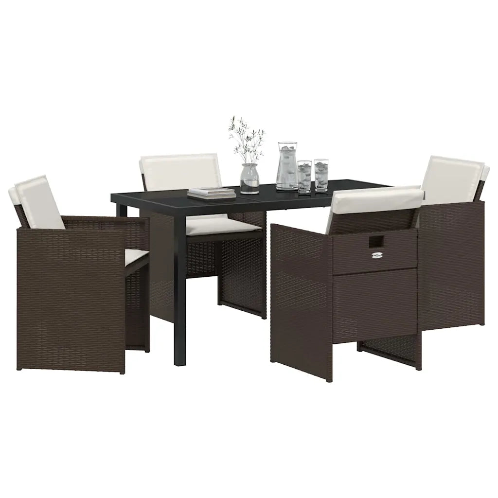 Set da Pranzo per Giardino 5 pcs Marrone polyrattan 3380602