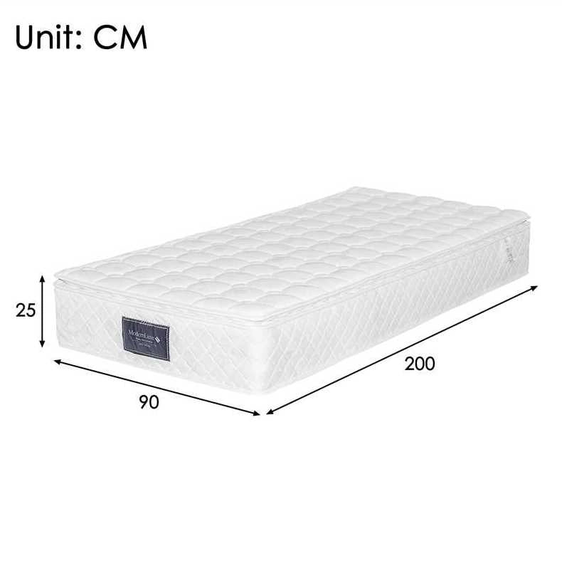 Materasso a molle insacchettate 90x200 cm H3; 7 zone; altezza 25 cm; bianco