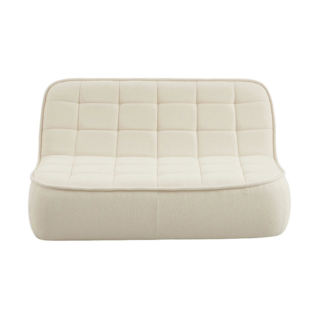 Poltrona in bouclé testurizzato, 2 posti, bianco sporco