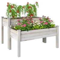 Fioriera da Esterno a 2 Livelli in Legno di Abete con Foro di Drenaggio, 115x114x76 cm