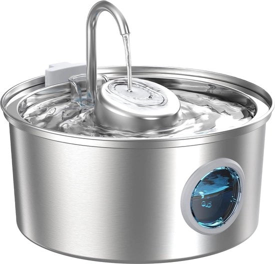 Filtro per fonte per gatti 32 l con vetrino trasparente - acciaio inox - pompa acqua silenziosa - filtrazione multipla