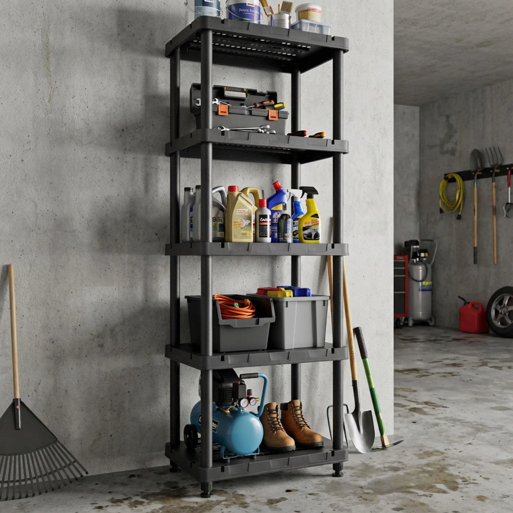 Titan X - Scaffale Modulare 5 Ripiani 90x45xH185 cm in Resina Nero