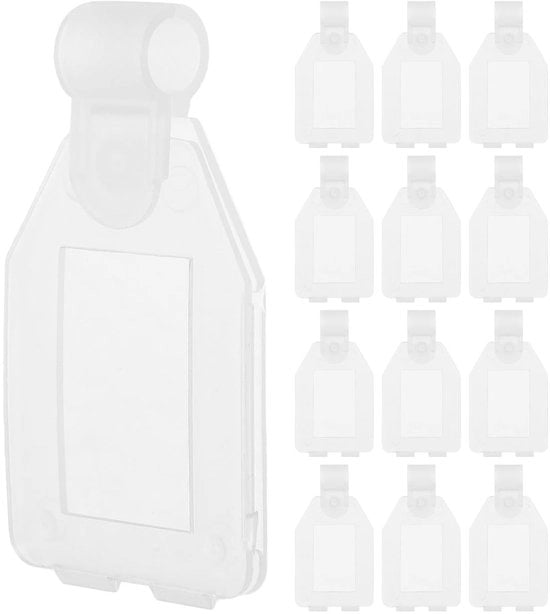 Etichetta per biglietto da 20 - Sostituto di biglietto da visita - Supporto appeso - Translucido - Materiale PP - Dimensioni 5,30x2,80x1,00 cm - Biglietti da visita