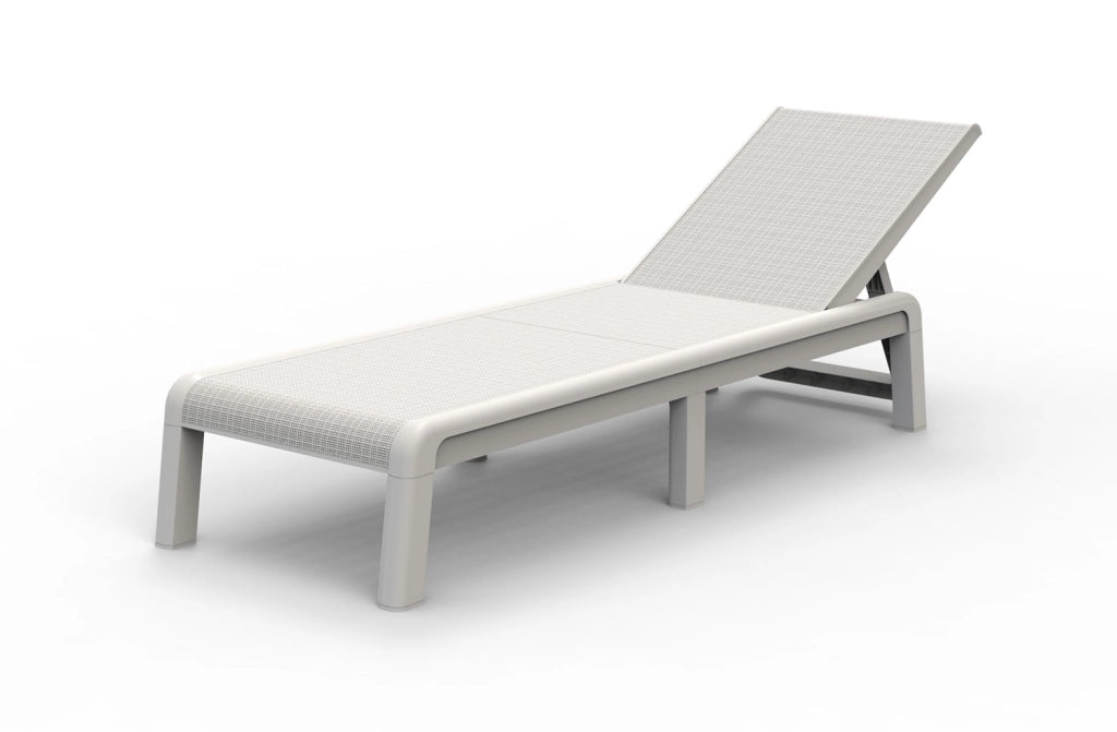 Lettino da Giardino Prendisole 187,5x58x29 cm Reclinabile in 4 Posizione Keter Mallorca Effetto Juta Bianco