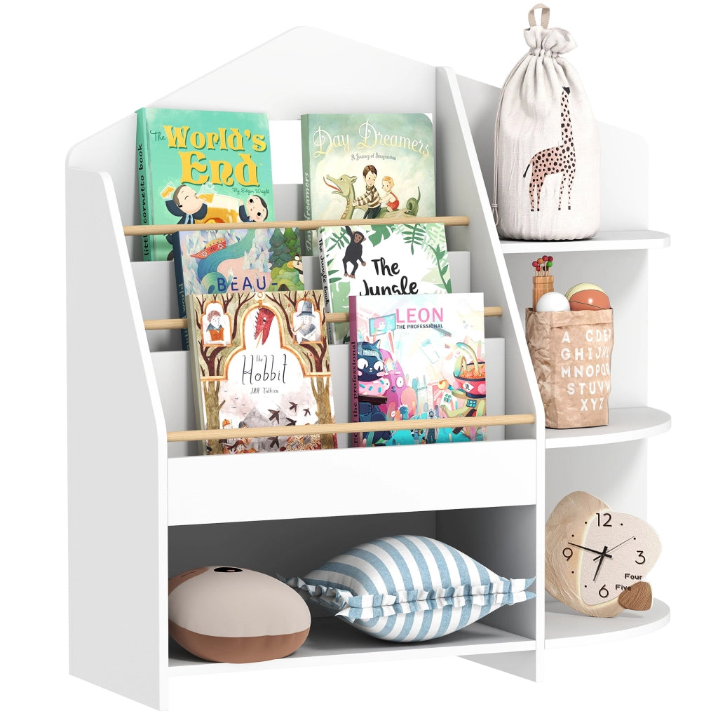 Libreria bambini 7 ripiani ¨C Xylo ¨C legno bianco, bordi arrotondati, portata 40 kg