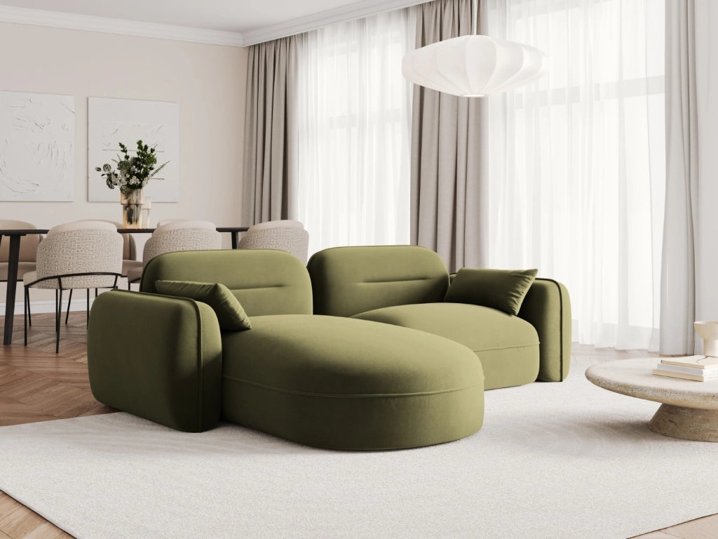 Cosmopolitan Design - Divano angolare modulare sinistro "Sydney" 3 posti in velluto verde chiaro 