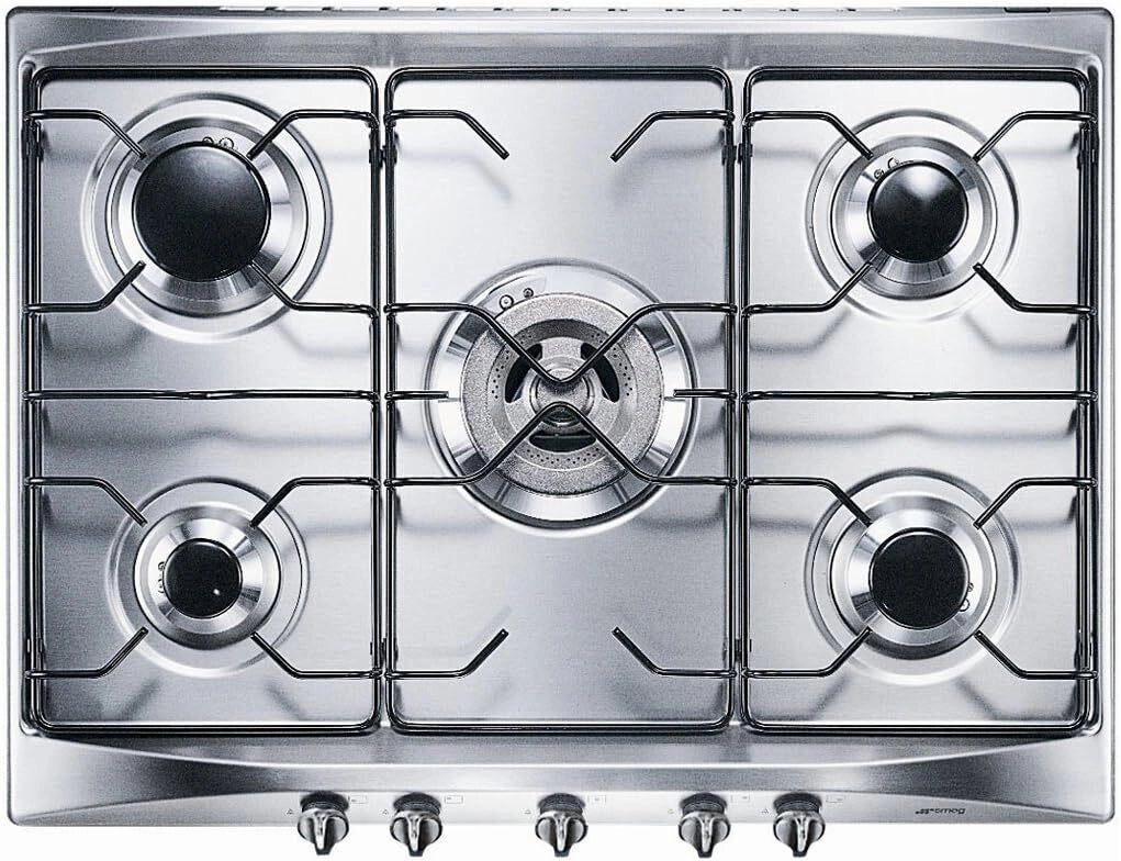 Smeg piano cottura se706sx3 70cm inox 5 fuochi manopole silver largo 70cm inox
