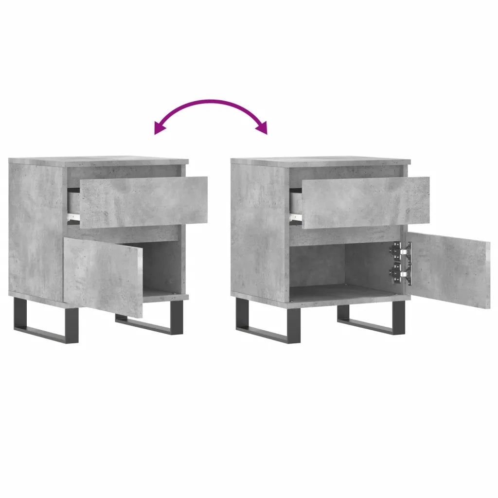 Comodino Grigio Cemento 40x35x50 cm in Legno Multistrato 830692
